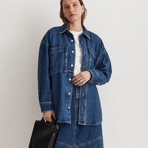 Madewell Denim Oversized Cargo Shirt Jacket Small NWT